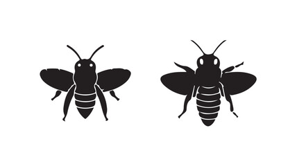  Bee silhouette icon, black on a white isolated background. vector  illustration eps 10.