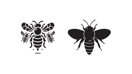  bee icon, silhouette, simple  honey bee silhouette white background, vector illustration eps 10.