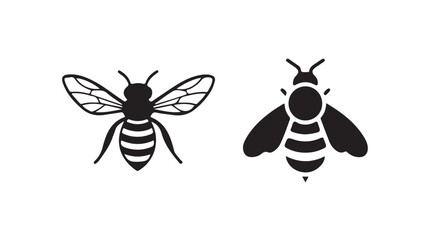 Silhouette honey bee. Isolated on background,  Honey bee  flat icon for apps and websites, vector illustration eps 10.