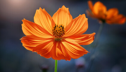 vibrant orange cosmos flower in bloom