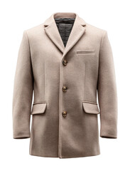Stylish beige overcoat for men fashion showcase clothing studio trendy look cut out png