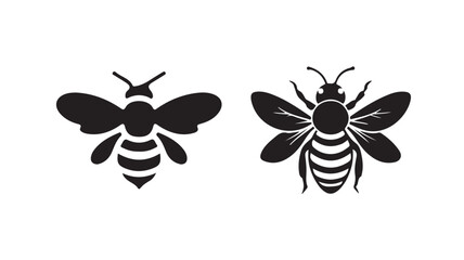 bee silhouette vector, honeybee icon, Honey bee icon Flat outline fill set collection. vector illustration eps 10.