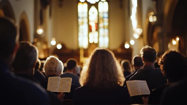 Church Congregation Singing Hymns