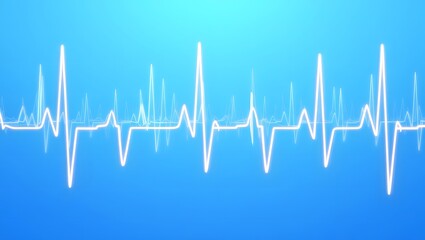 heart beat on blue background
