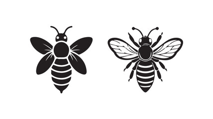 Bee icon. Symbol silhouette of a honey bee sign. Vector illustration eps 10.