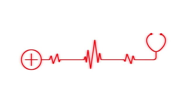 glowing heart pulse. Electrocardiogram motion. Emergency ECG monitoring Heartbeat, cardiogram.glow animation of heartbeat.