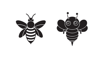 Bee icon. Symbol silhouette of a honey bee sign. Vector illustration eps 10.