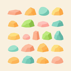 Stylized Stone Collection: A vibrant collection of stylized stones. Showcasing a variety of shapes and colors, evoking a sense of playful artistic creativity.