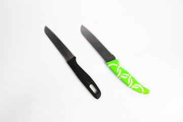 two sharp knives isolated on white background,minimalist kitchen knife