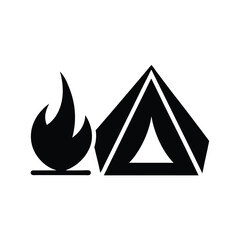 Fototapeta premium Tent Campfire Combo Icon Vector Illustration