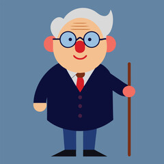 Charming Elderly Gentleman Illustration  A Vector Portrait of a Wise Old Man