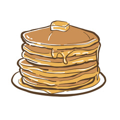 Hand Drawn Pancakes Illustration Sketch Style Food for Menu, Cafe, and Snack Design