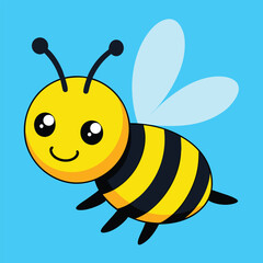 Fototapeta premium Cute Cartoon Yellow Bee Vector Illustration