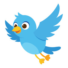Adorable Blue Bird in Flight A Charming Cartoon Illustration