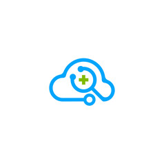 Digital Healthcare Cloud Symbol with Medical Cross and Stethoscope Design