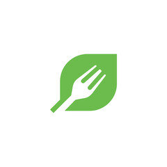 Eco-Friendly Fork in a Leaf Symbol for Healthy Eating