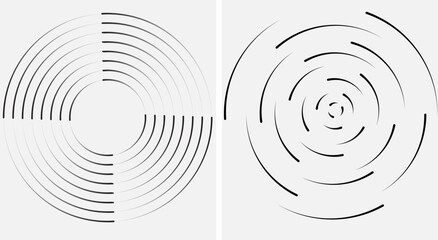Colorful Circular Line Elements on Transparent Background – Abstract Vector Circle Set for Logo Design, Corporate Identity, Tech Branding, Media Graphics, or Modern UI Templates.