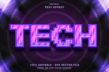 Tech 3D Editable Text Effect Template Premium Vector with Pixel Style