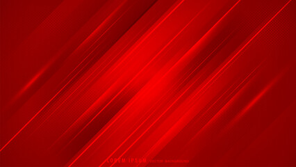 Vibrant red abstract background features dynamic diagonal lines, glowing streaks, soft gradients, and subtle halftone dot patterns