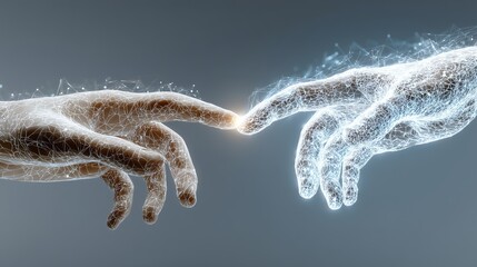 Minimal 3D vector illustration of interconnected hands symbolizing unity and human connection, ideal for banners and social media