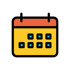 Bold calendar icon with marked days. Icon symbol illustration