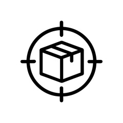 Box targeted within sights crosshairs icon. Icon symbol illustration