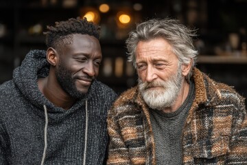 A bearded man providing emotional support and comfort to an anxious person