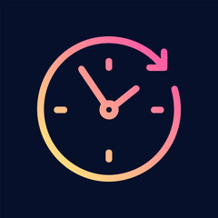 Deadline clock with circular arrow symbol. Icon symbol illustration