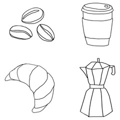 Cute coffee doodle design element set