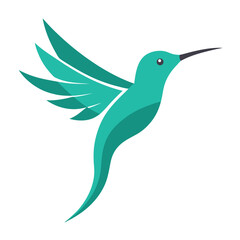 Teal Hummingbird in Flight Vector Illustration 1 (212).eps