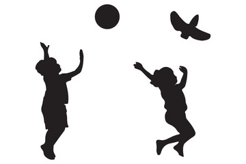 silhouete children playing