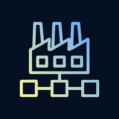 Gradient factory with linked network squares. Icon symbol illustration