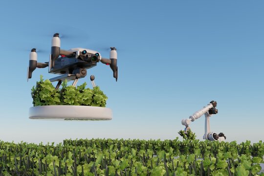Robotics arm organic farm robot machine processing hand machinery factory green nature plant garden grow food warehouse natural rack glasshouse cos - Powered by Adobe