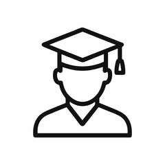 Graduate silhouette icon with mortarboard cap. Icon symbol illustration