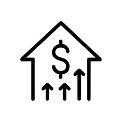 Housing market value growth illustrated. Icon symbol illustration