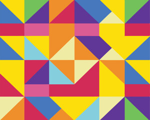 Geometric pattern with colorful triangles and rectangles