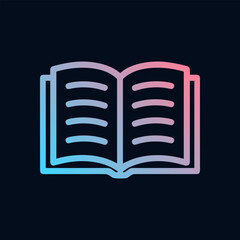 Open book with gradient pages. Icon symbol illustration