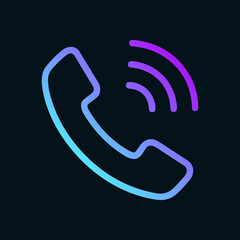 Phone call icon with vibrant signals. Icon symbol illustration