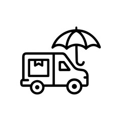 Protected Delivery Truck Package Shielded. Icon symbol illustration