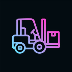 Retro forklift loading crate icon. Icon symbol illustration
