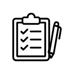 Task list completed with a pen. Icon symbol illustration