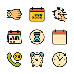 Time management themed icon collection. Icon symbol illustration