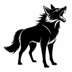 Arctic Fox roar sound silhouette on a white background