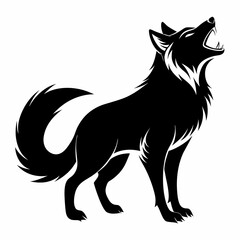 Arctic Fox roar sound silhouette on a white background