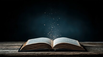Open book with magical light emanating from it.