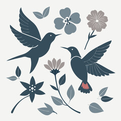 Hummingbirds and Flowers Elegant Floral Illustration (1 (283).eps)