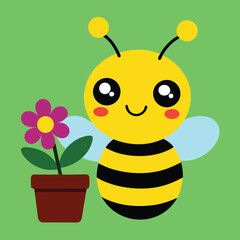 Adorable Bee and Flower A Cute Illustration (1 (294).eps)