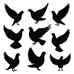 Collection of Elegant Dove Silhouettes  Perfect for Design Projects