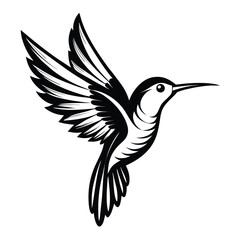 Hummingbird in Flight Elegant Black and White Illustration