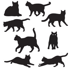 set of cats silhouettes